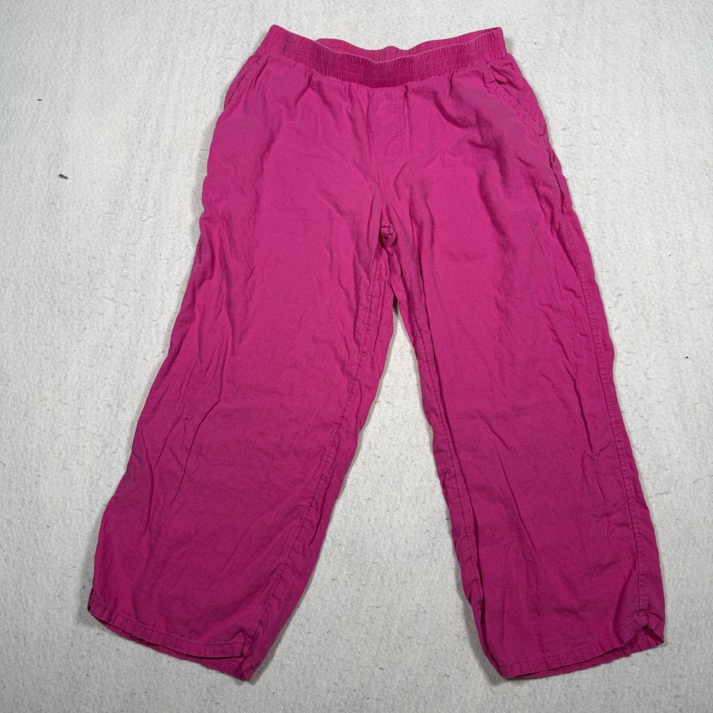Stars Above Womens Pink Linen Rayon Blend Wide Leg Lounge Pants Small